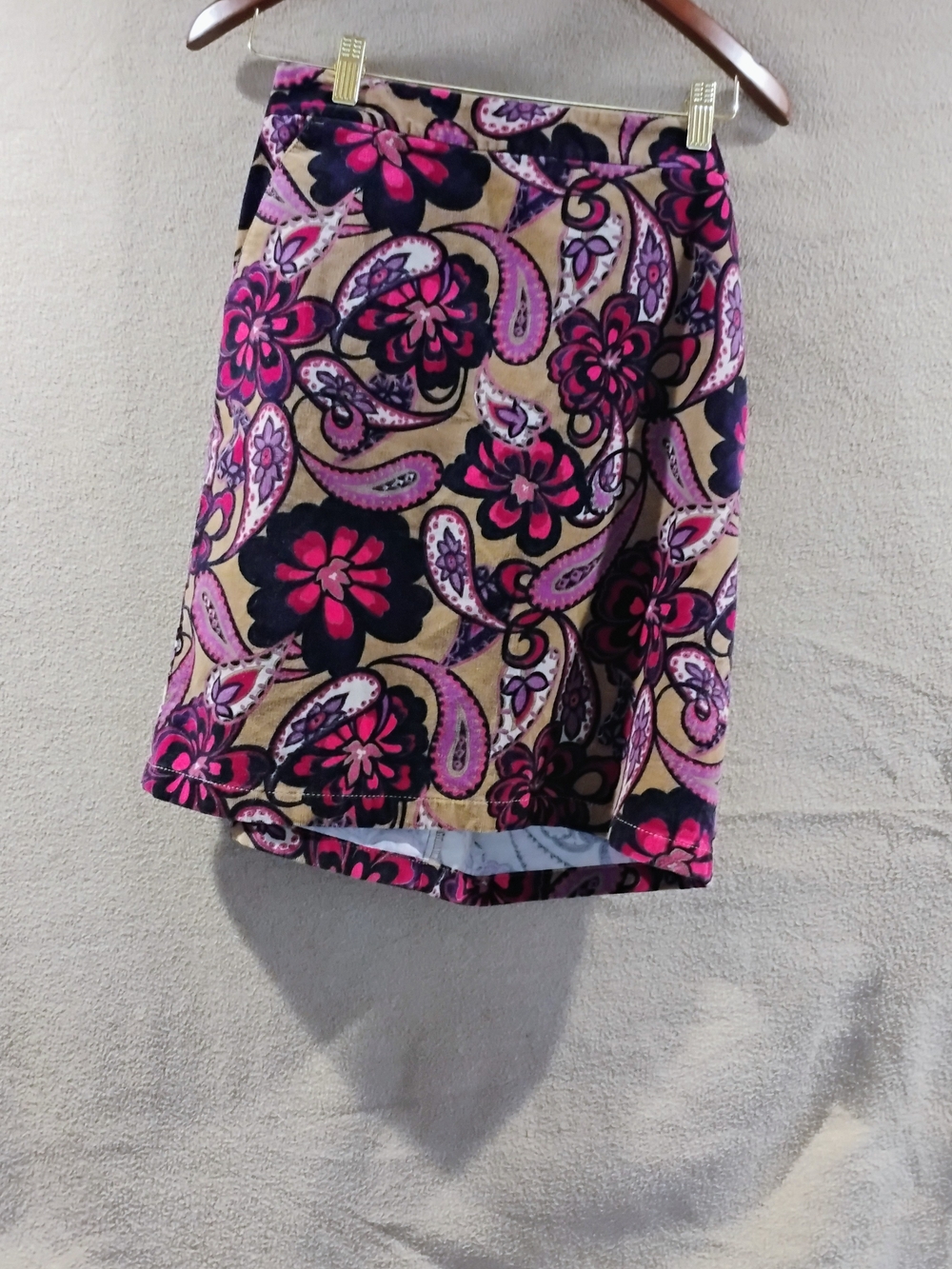 Ann Taylor Pink and Black Paisley Pencil Skirt